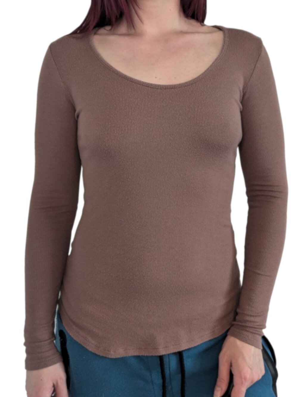 Amour Vert Itana Long Sleeve Top Dream Rib Brown | XS